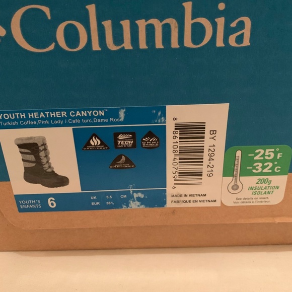 Columbia Youth Heather Canyon Snowboots Size 6 - Picture 15 of 16
